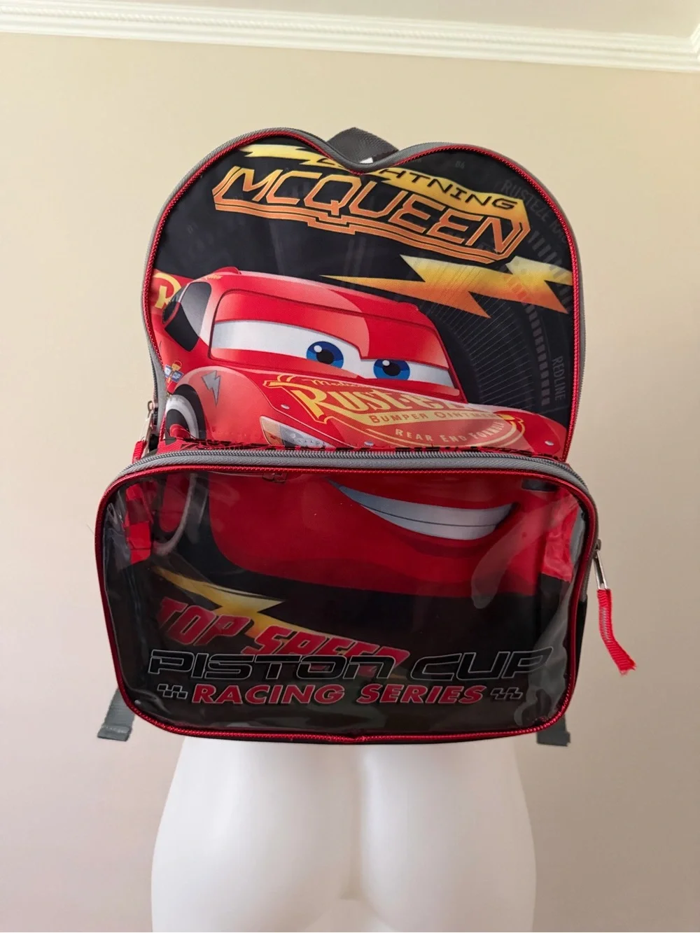 (NWT) Disney Pixar Cars 3 Lightning McQueen School Backpack & Lunch Bag Set
